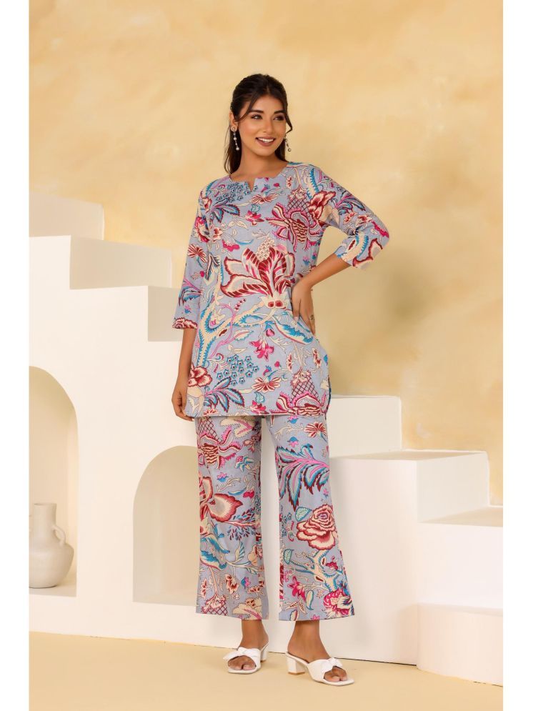     			Label Flavia Multi Color Printed Pant Top Set