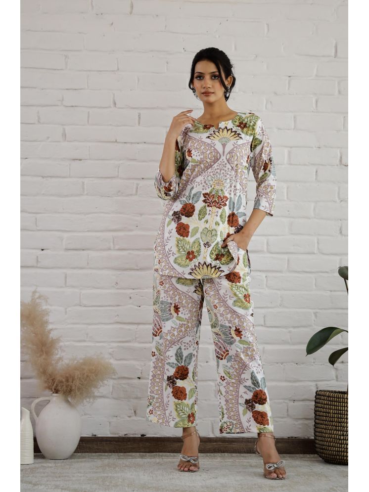     			Label Flavia Multicolor Printed Pant Top Set