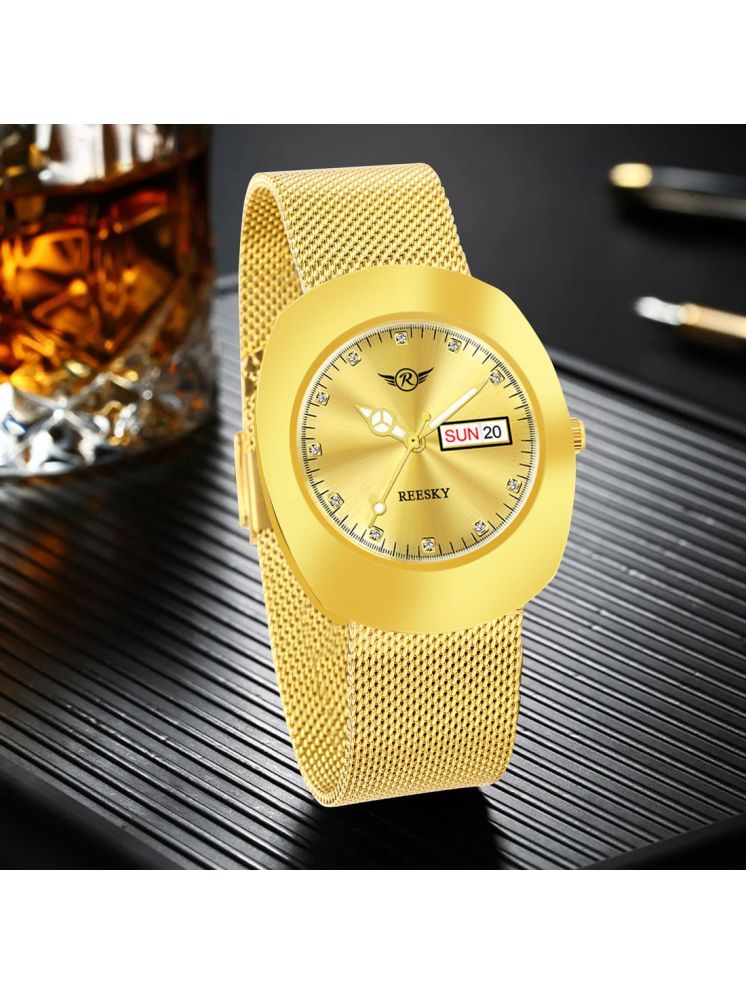     			REESKY Gold Brass Analog Men's Watch