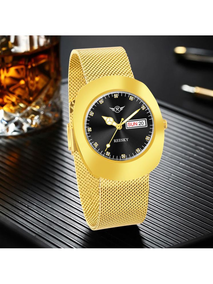     			REESKY Gold Brass Analog Men's Watch