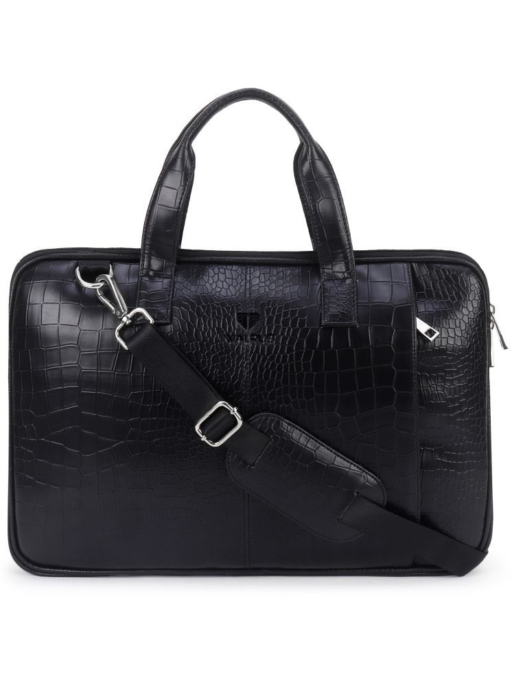     			Walrus Black Faux Leather Office Bag