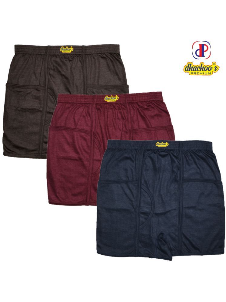     			dhachoos premium Pack of 3 Cotton Blend Trunks For Men's ( Multicolor )