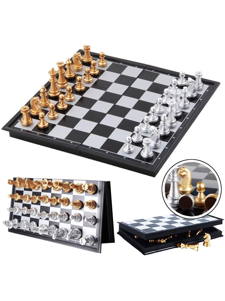     			Bluebell High Quality Chess Game Portable Travel Chess Set With Chessboard 32 Chess Pieces With Chessboard Gold Silver Magnetic Chess Set