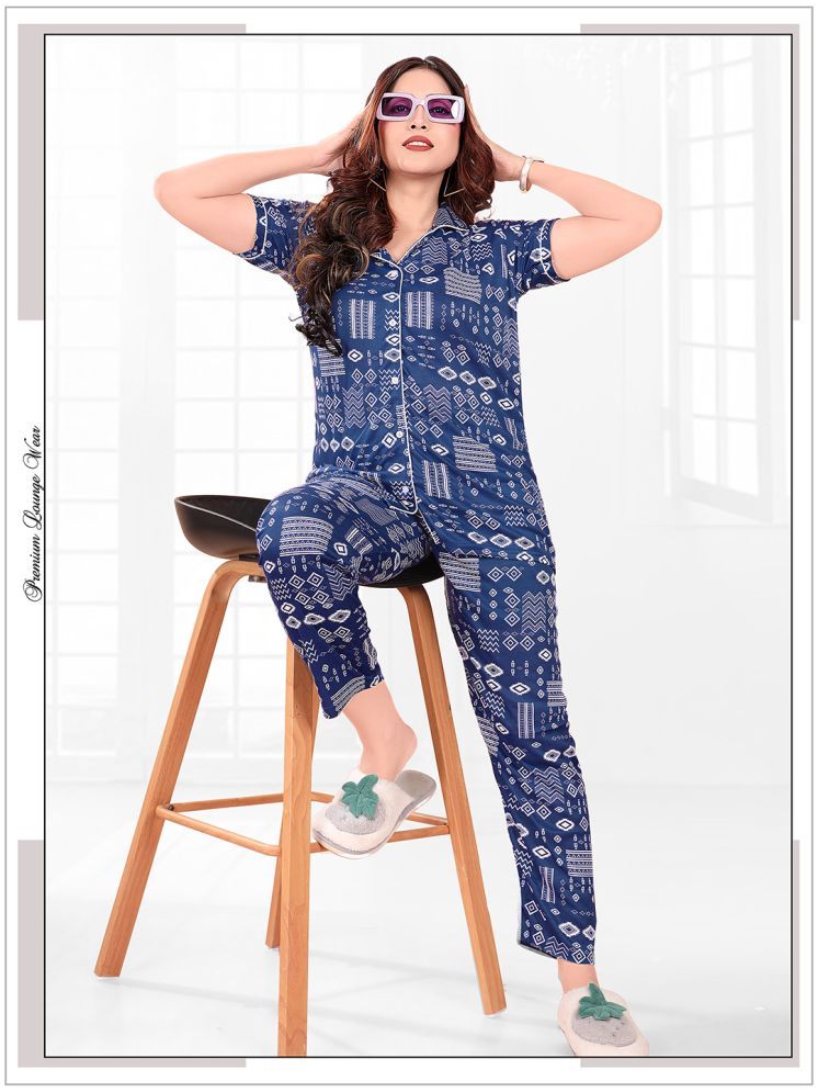     			FOMTI Blue Hosiery Women's Nightwear Nightsuit Sets ( Pack of 1 )