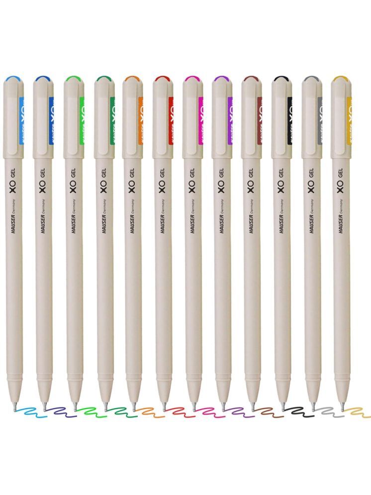     			Flair Hauser XO Multicolor Gel Pen with Hard Box Case | Sleek Body & Minimalistic Design | Matt Finish | Ultra Durable Tip | Set Of 12 Bright Ink Colors