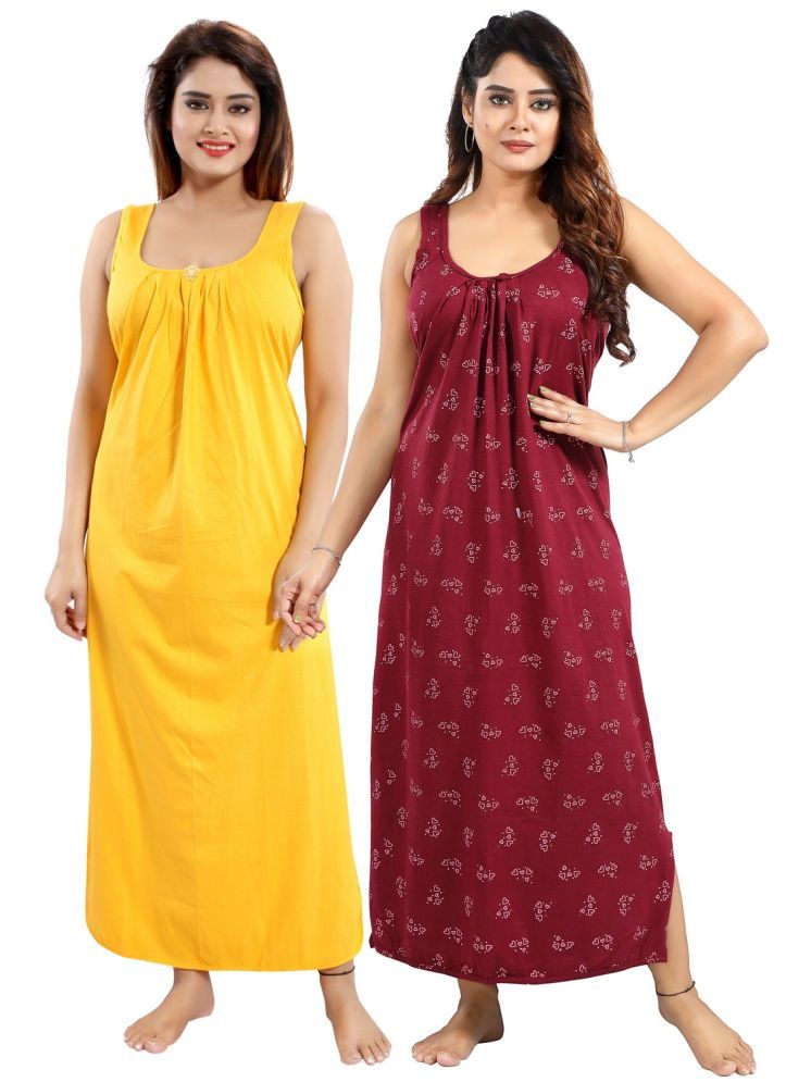     			INNER BEATS Multicolor Cotton Blend Women's Nightwear Nighty & Night Gowns ( Pack of 2 )