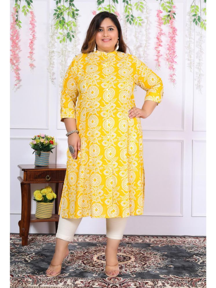     			Label Flavia Cotton Printed Straight Women's Kurti - Yellow ( Pack of 1 )