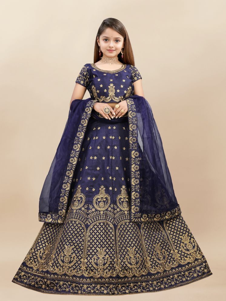     			Lady Shopi Silk Lehenga Choli Set For Girls ( Pack of 1 , Blue )