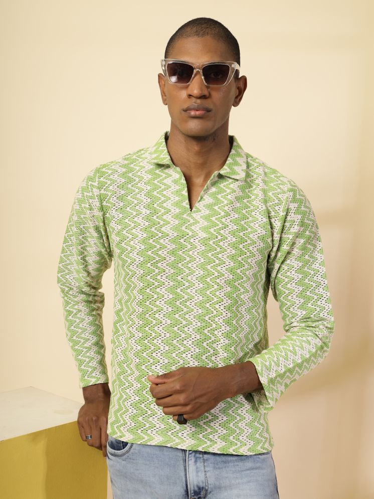     			Rigo Cotton Relaxed Fit Printed Full Sleeves Men's Polo T Shirt - Green ( Pack of 1 )