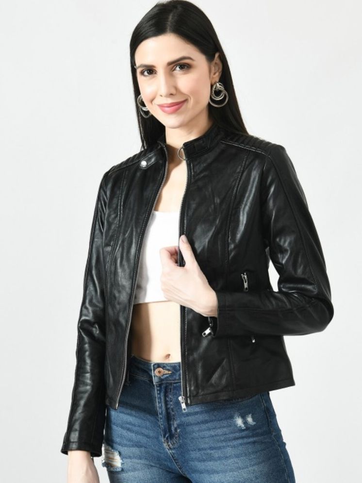     			curvy comfort - Leather Black Jackets