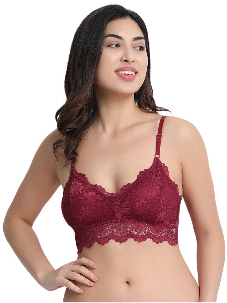     			3Mads Pack of 1 Lace Lightly Padded Women's Bralette Bra ( Maroon ) GBra006_LBW