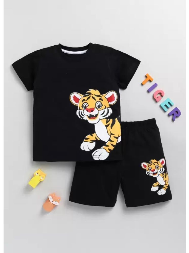     			CUTEVIBE Pack of 1 Boys Cotton Blend T-Shirt & Shorts ( Black )