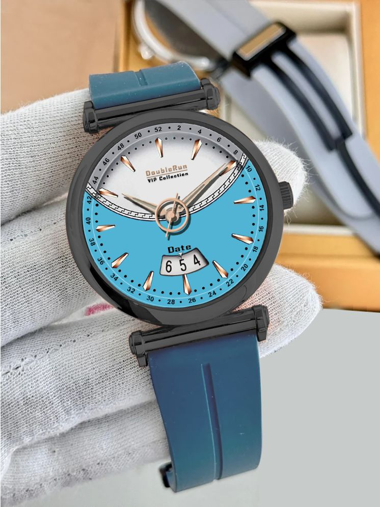     			DoubleRun Light Blue Silicon Analog Men's Watch