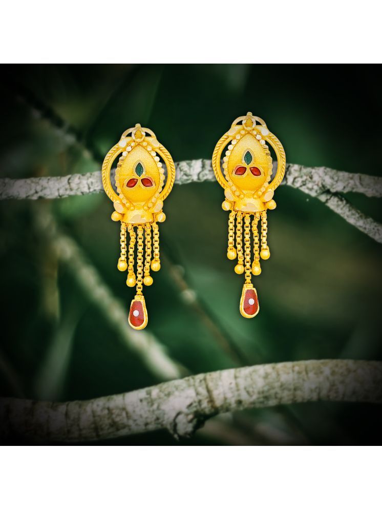     			Drashti Collection Golden Stud Earrings ( Pack of 1 )