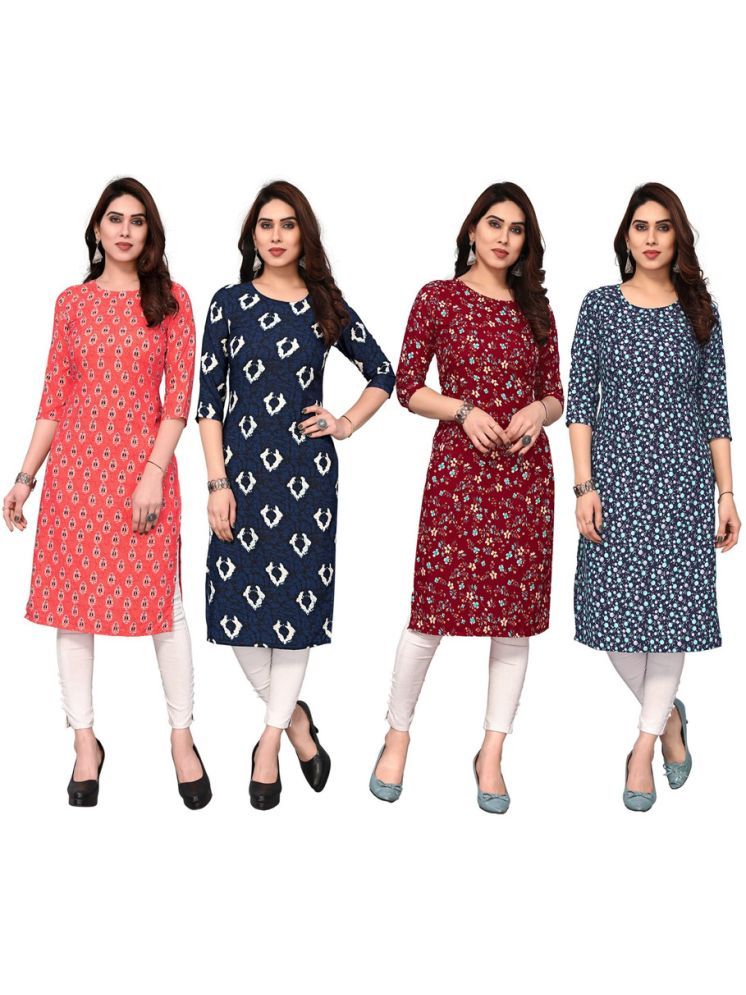     			KETAKI FASHION Crepe Printed Straight Women's Kurti - Multicolor ( Pack of 4 )