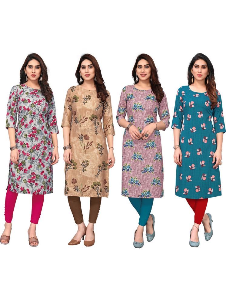     			KETAKI FASHION Crepe Printed Straight Women's Kurti - Multicolor ( Pack of 4 )