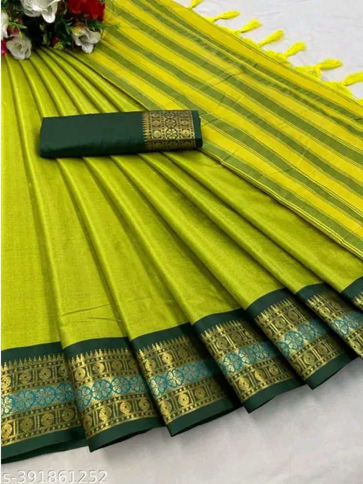     			Kalpana Creation Cotton Silk Woven Saree With Blouse Piece - Yellow ( Pack of 1 )