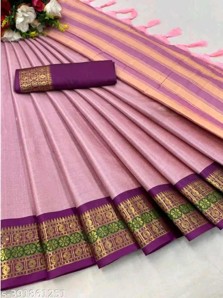     			Kalpana Creation Cotton Silk Woven Saree With Blouse Piece - Pink ( Pack of 1 )