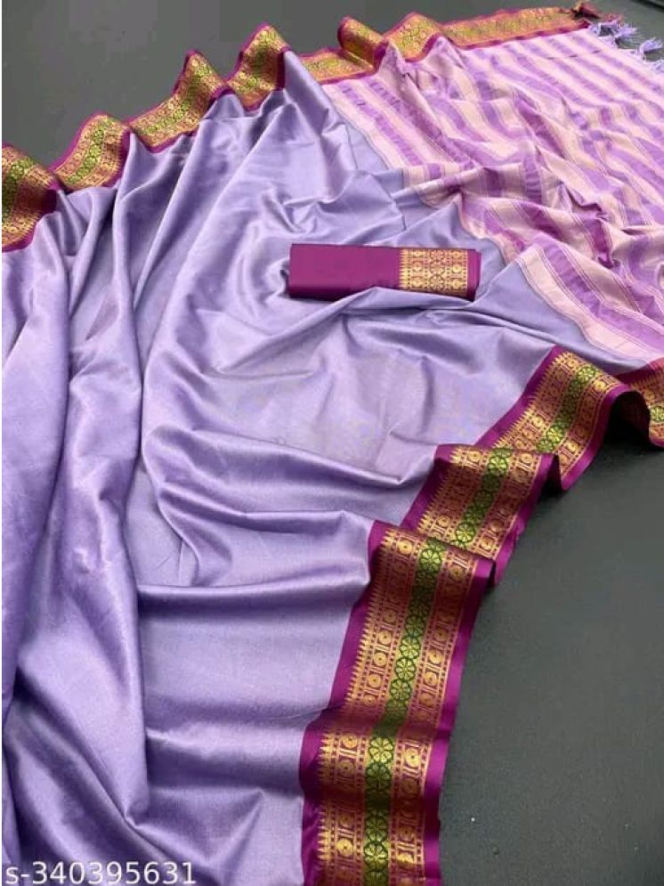     			Kalpana Creation Cotton Silk Woven Saree With Blouse Piece - Lavender ( Pack of 1 )