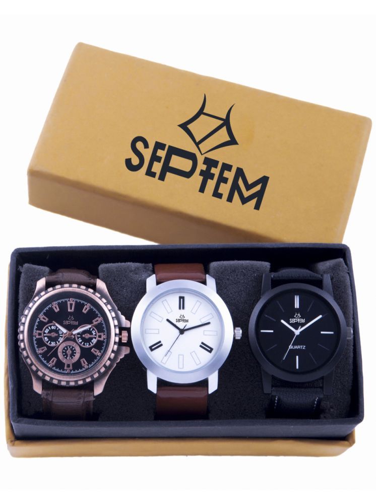     			Septem Multicolor Leather Analog Men's Watch