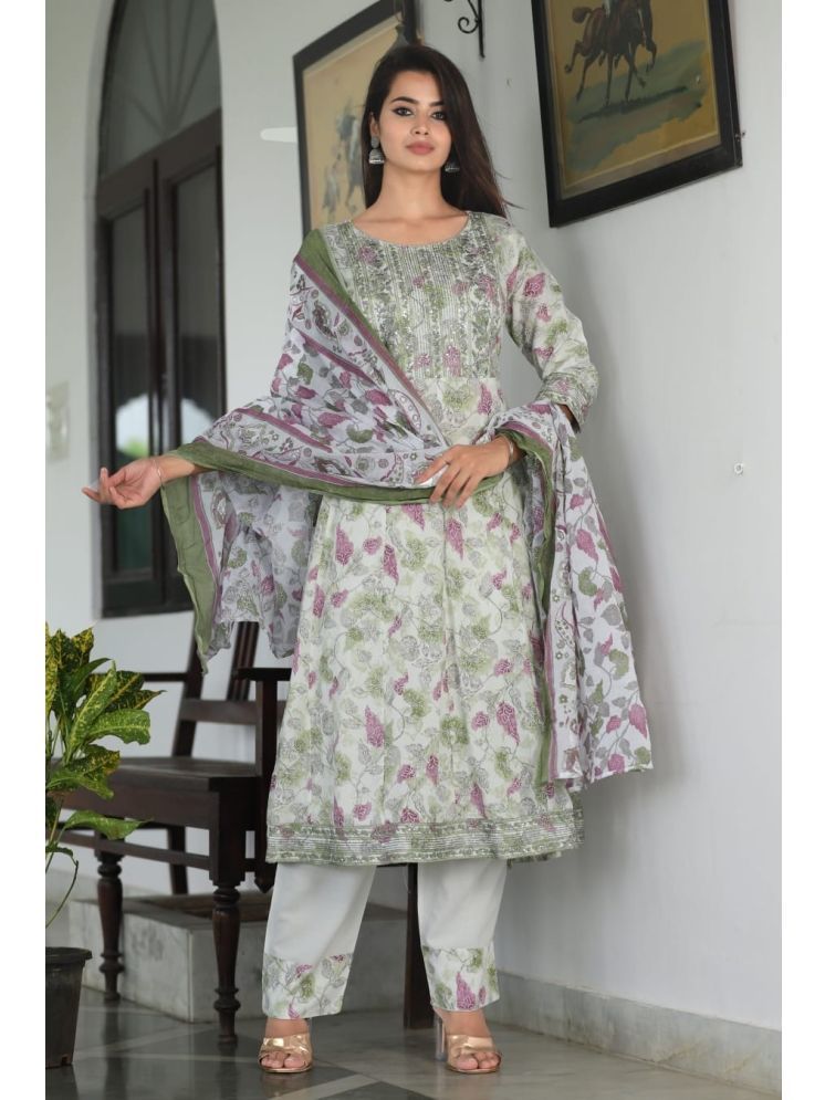     			Tabahi Cotton Blend Embroidered Kurti With Pants Women's Stitched Salwar Suit - Multicolor ( Pack of 1 )