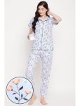 Clovia Blue Cotton Women's Nightwear Nightsuit Sets ( Pack of 1 )