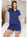 Clovia Navy Blue Cotton Women's Nightwear Nightsuit Sets ( Pack of 1 )