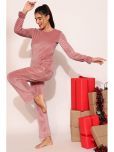 Clovia Pink Velvet Women's Nightwear Nightsuit Sets ( Pack of 1 )