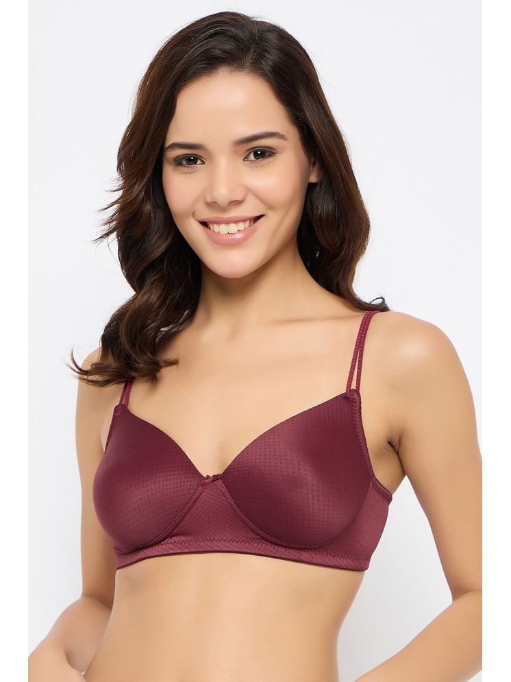     			Clovia Nylon Lightly Padded Women's T-Shirt Bra ( Maroon ) BR1067P09