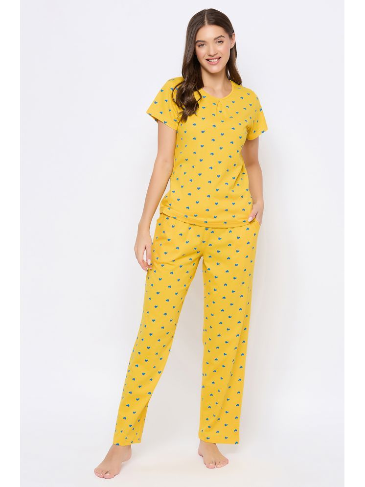     			Clovia Yellow Cotton Women's Nightwear Nightsuit Sets ( Pack of 1 )