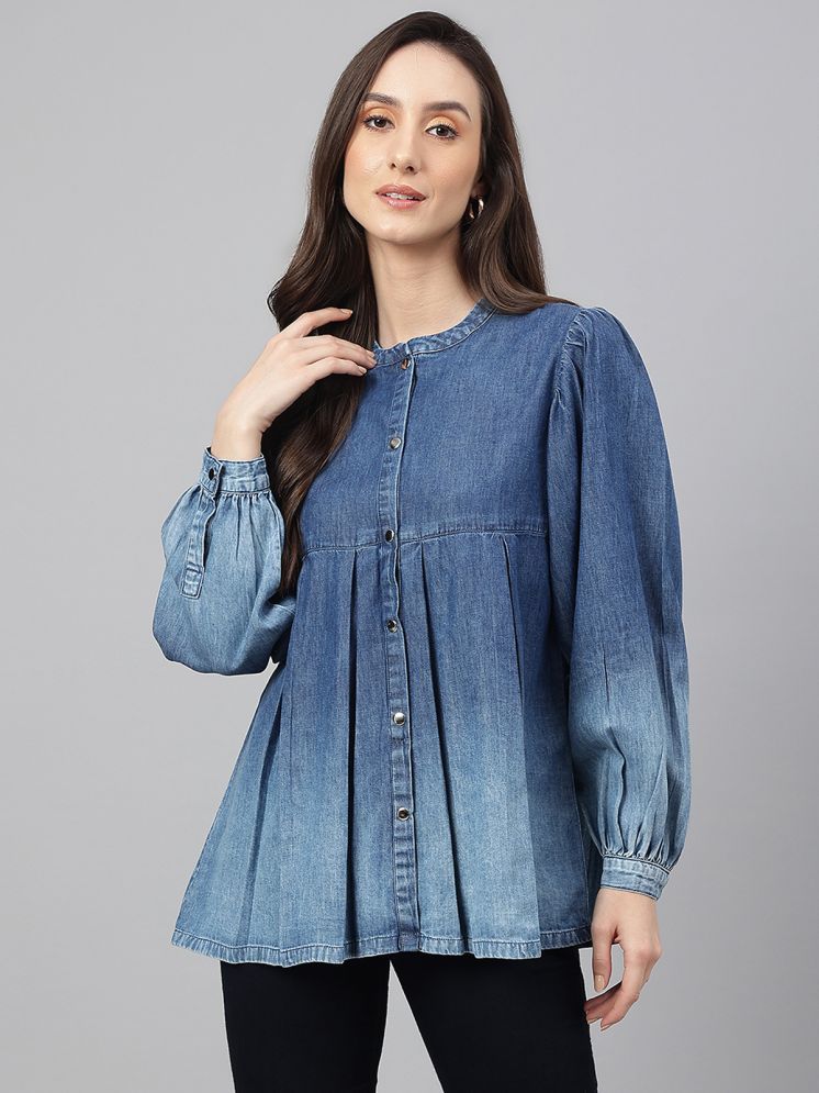     			Janasya Blue Denim Women's Regular Top ( Pack of 1 )