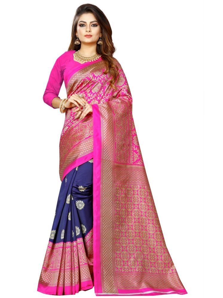     			RUNAYA NX Art Silk Printed Saree Without Blouse Piece - Pink ( Pack of 1 )