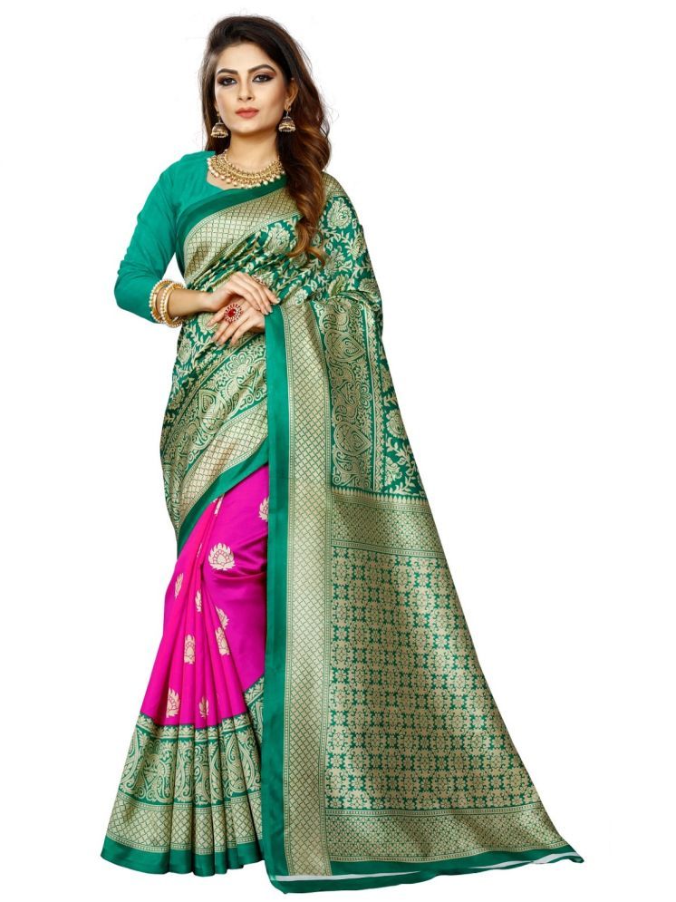     			RUNAYA NX Art Silk Printed Saree Without Blouse Piece - Green ( Pack of 1 )