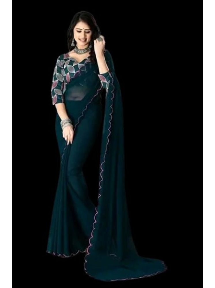     			Kalpana Creation Georgette Solid Saree With Blouse Piece - Multicolor ( Pack of 1 )