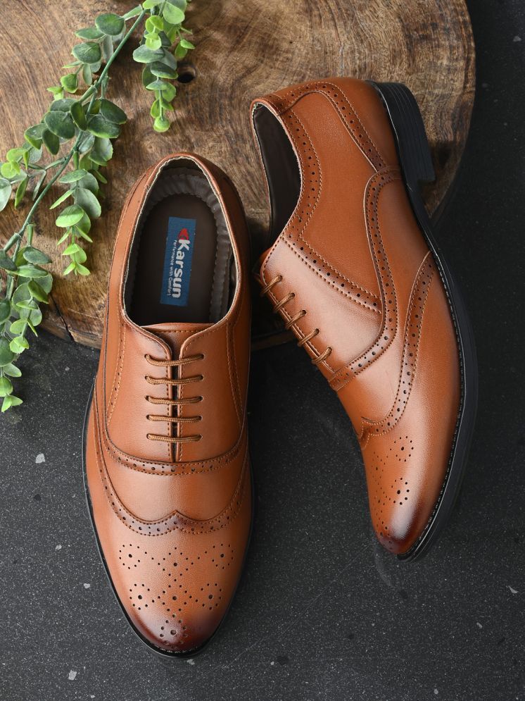     			Karsun Tan Men's Derby Formal Shoes