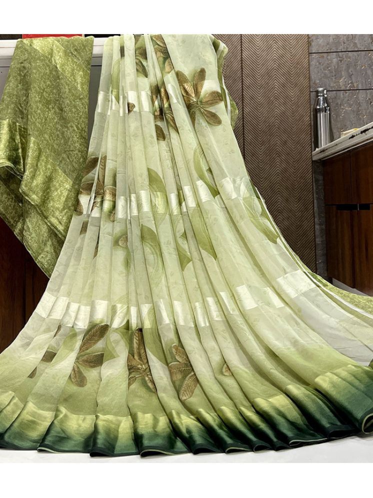     			Sitanjali Georgette Printed Saree With Blouse Piece - Green ( Pack of 1 )