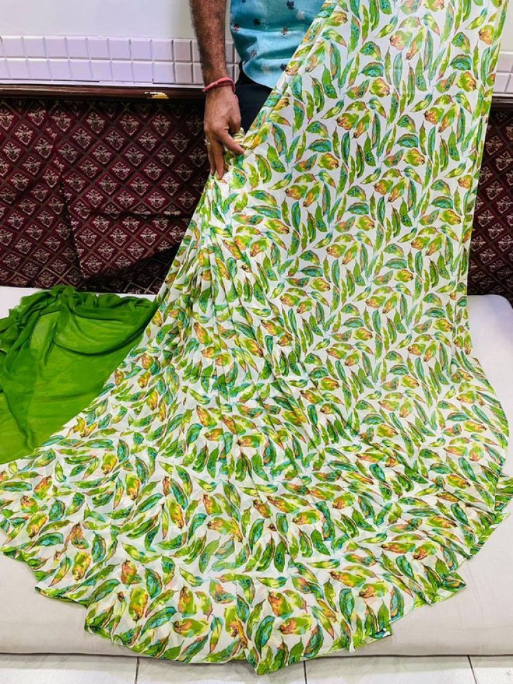     			Sitanjali Georgette Printed Saree With Blouse Piece - Green ( Pack of 1 )