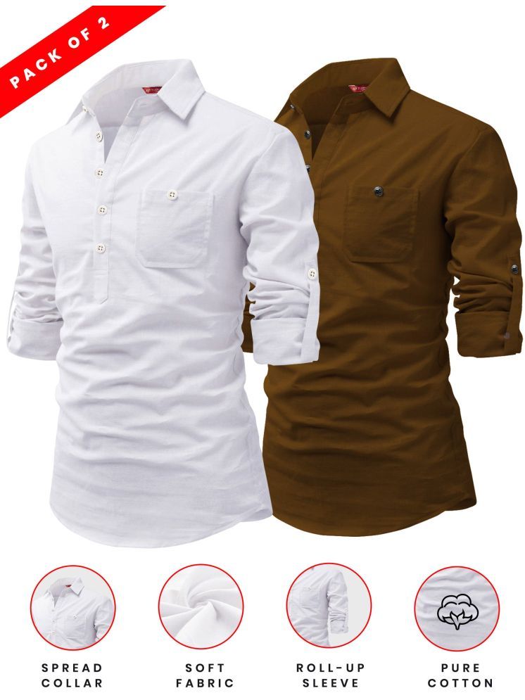     			Yugnik Gold Cotton Men's Regular Kurta ( Pack of 2 )