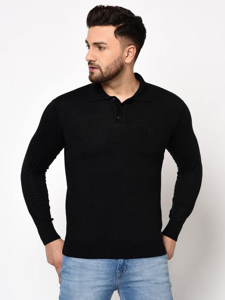     			98 Degree North Woollen Polo Collar Men's Full Sleeves Pullover Sweater - Black ( Pack of 1 )