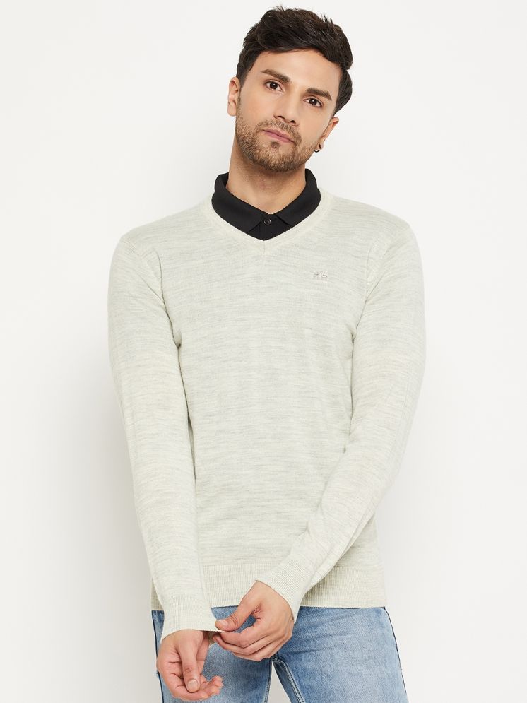     			98 Degree North Woollen V-Neck Men's Full Sleeves Pullover Sweater - Grey ( Pack of 1 )