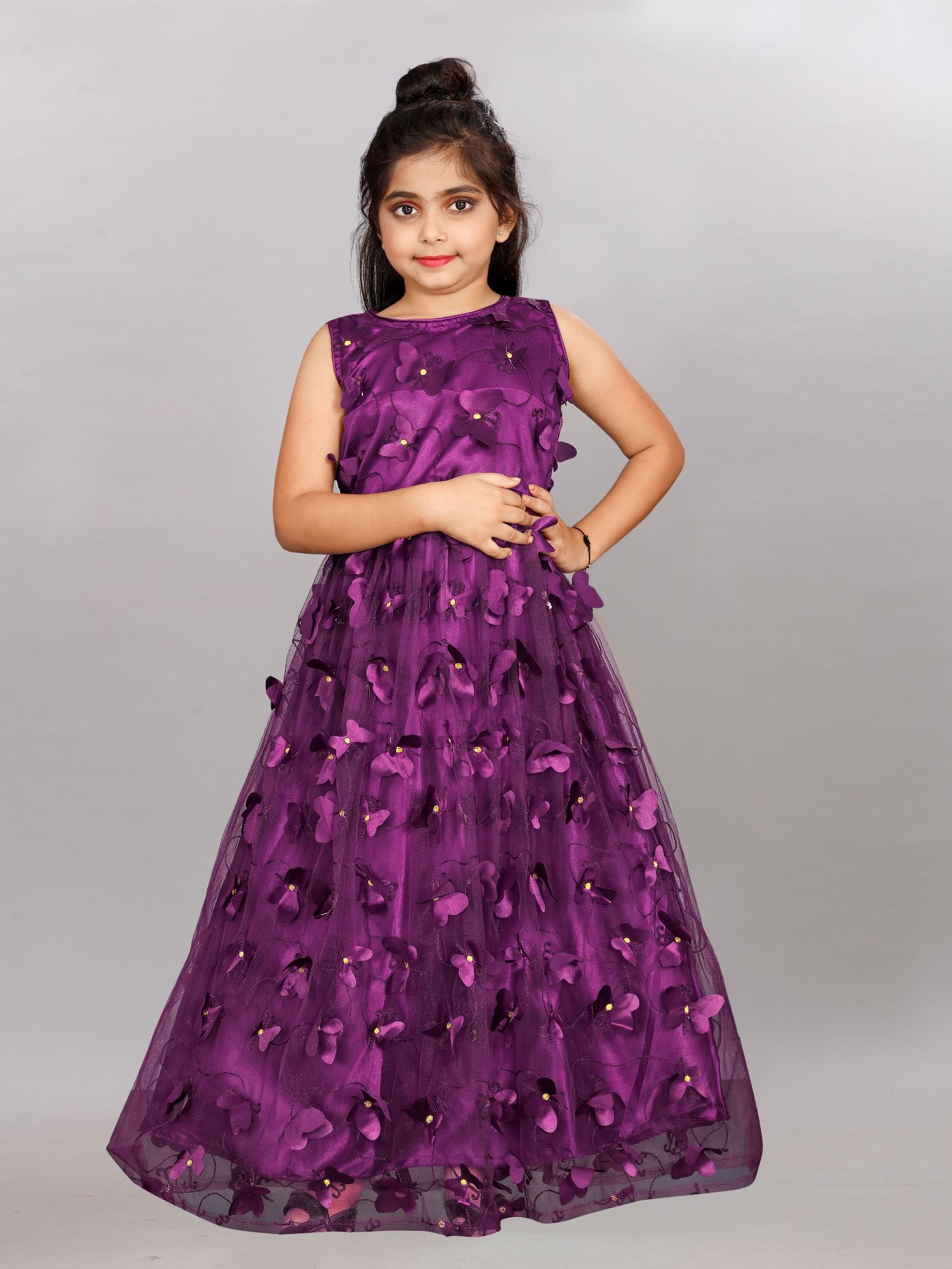     			JULEE Net Gown For Girls ( Pack of 1 , Purple )