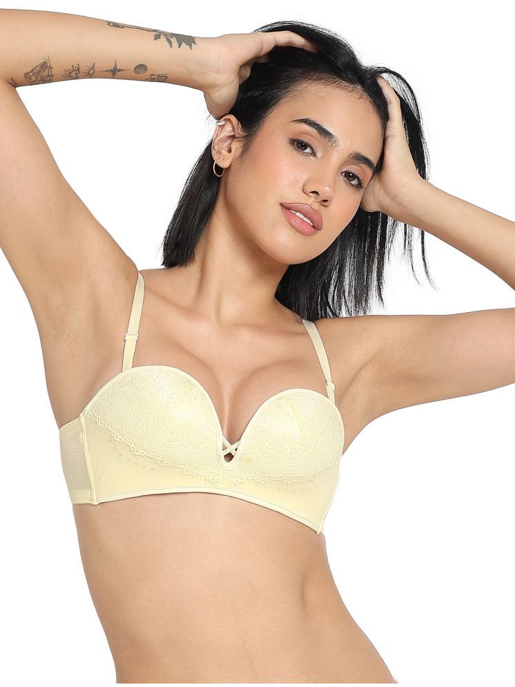     			PARKHA Pack of 1 Nylon Heavily Padded Push Up Bra For Women ( Yellow )