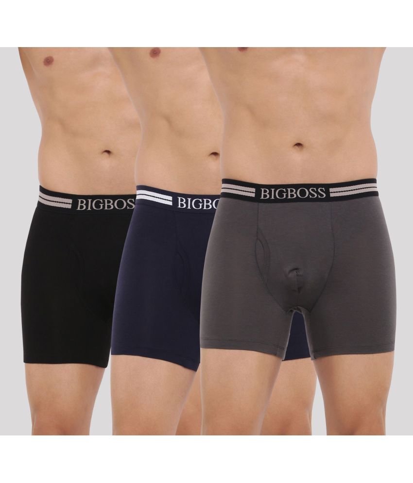     			Pack of 3 Dollar Bigboss Assorted Solid Cotton Blend Men Trunk