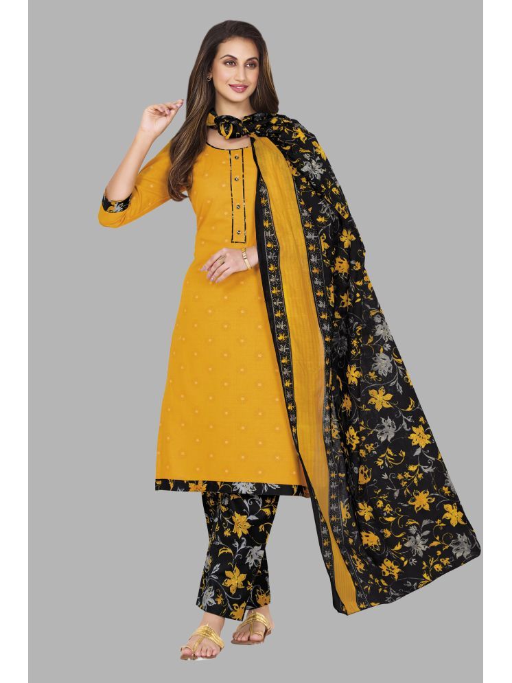     			SIMMU Cotton Printed Kurti With Pants Women's Stitched Salwar Suit - Yellow ( Pack of 1 )