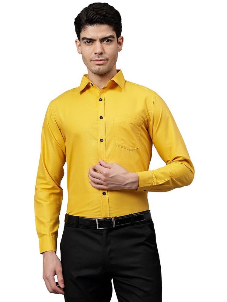     			UNI VIBE Cotton Blend Slim Fit Solids Full Sleeves Men's Casual Shirt - Yellow ( Pack of 1 )