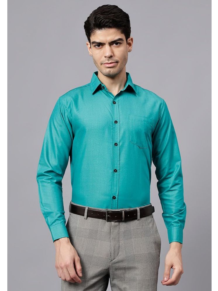     			Vida Loca Cotton Blend Slim Fit Solids Full Sleeves Men's Casual Shirt - Turquoise  ( Pack of 1 )