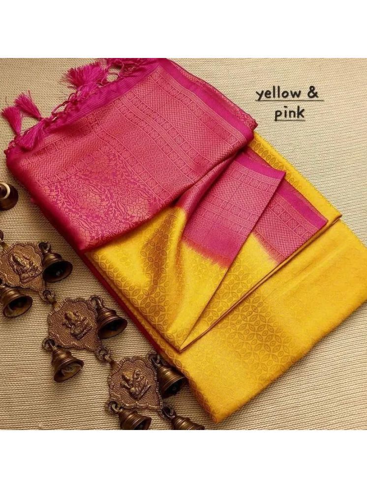     			fab woven Art Silk Woven Saree With Blouse Piece - Yellow ( Pack of 1 )