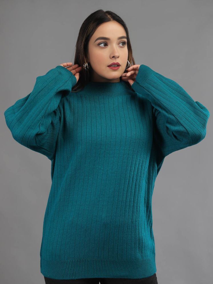     			tysort Woollen High Neck Women's Pullovers - Green ( Single )