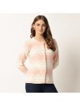 TAB91 Acrylic Round Neck Women's Buttoned Cardigans - Pink ( )