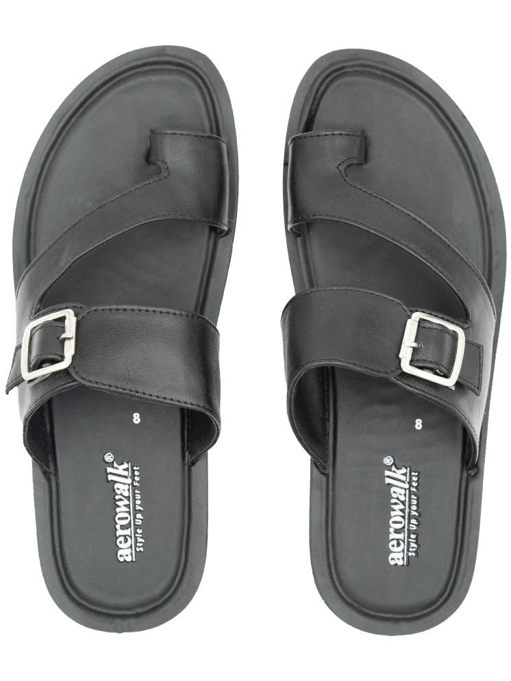     			Aerowalk Black Men's Leather Slipper